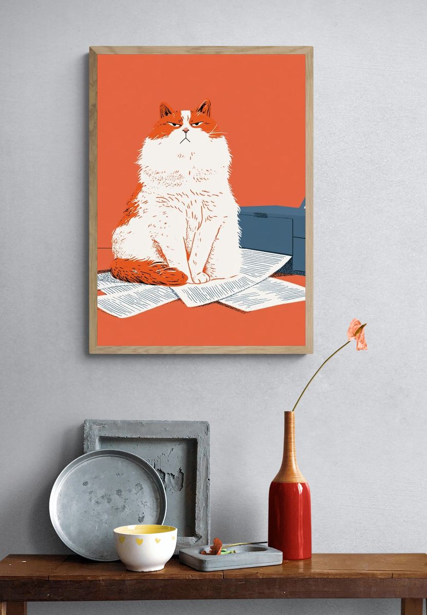 Grumpy Cat Illustration Poster. — room view 3