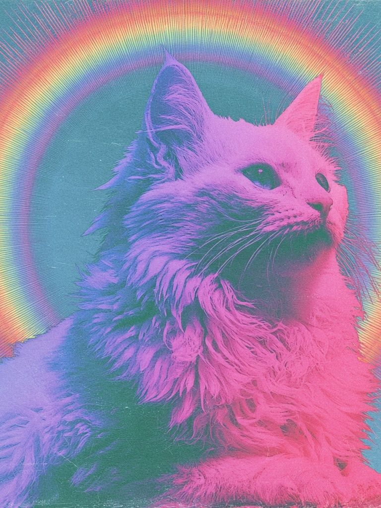 Rainbow Cat Portrait Poster. poster detail