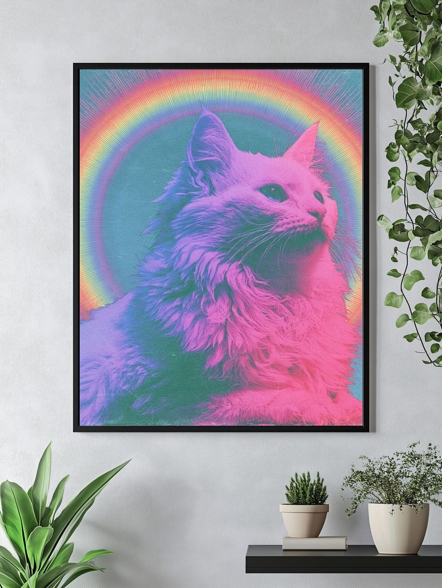 Rainbow Cat Portrait Poster. — room view 4