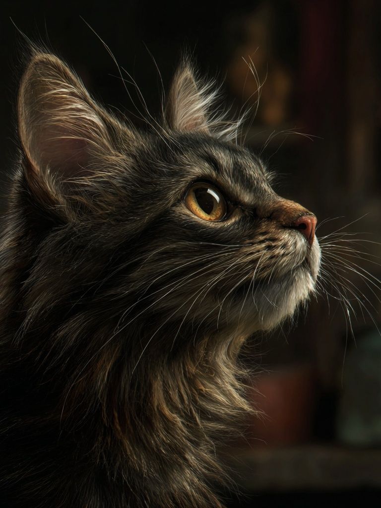 Long-Haired Cat Portrait Poster. poster detail