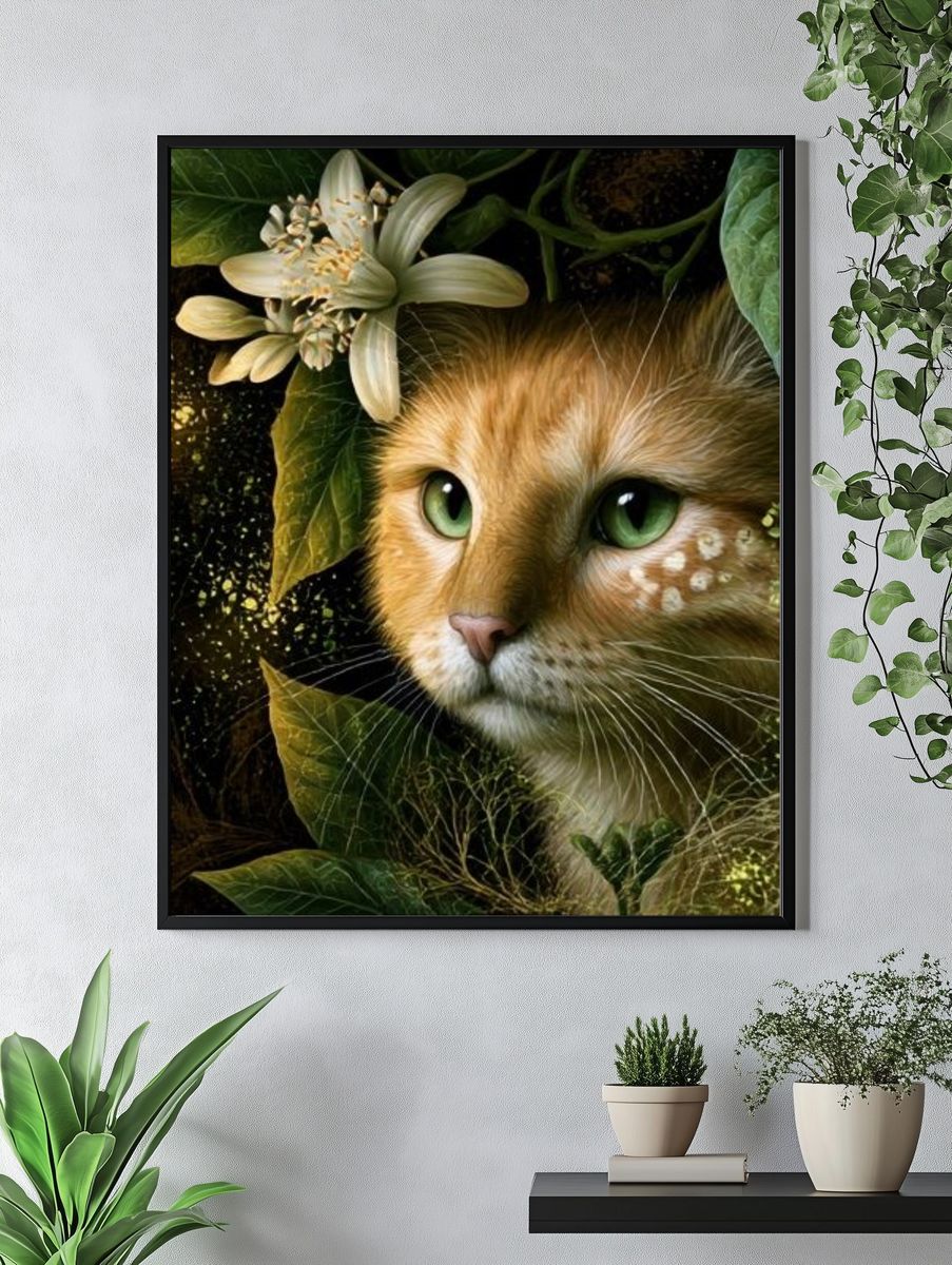 Forest Cat Illustration Poster. — room view 4
