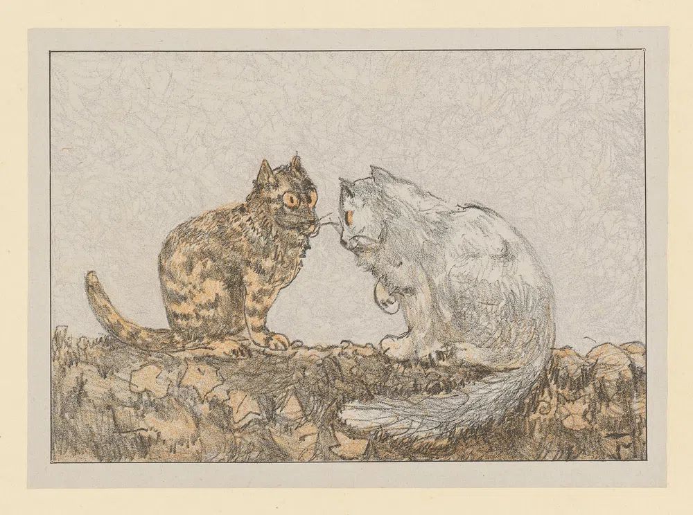 Two Cats — Vintage Print. poster — animals art
