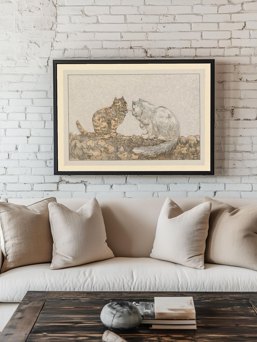 Two Cats — Vintage Print room preview