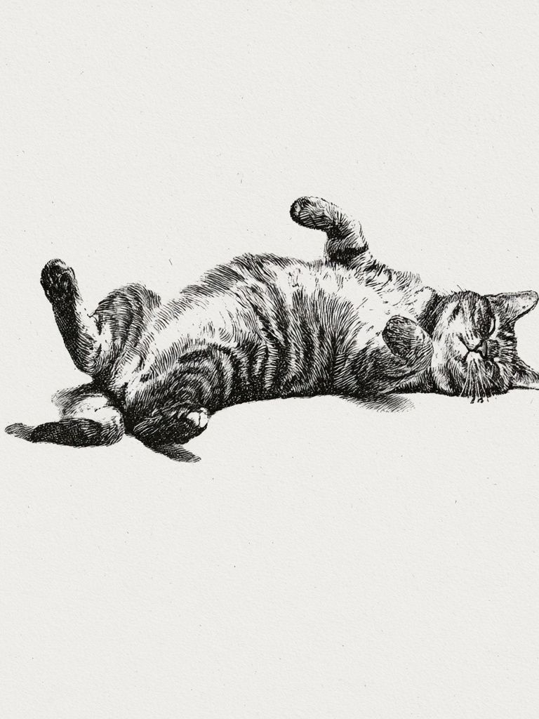 Relaxed Cat Ink Poster. poster — animals art