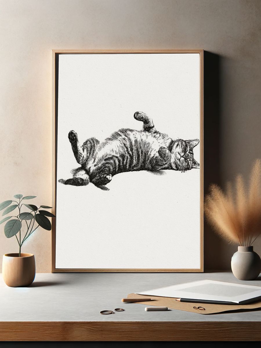 Relaxed Cat Ink Poster. — room view 2