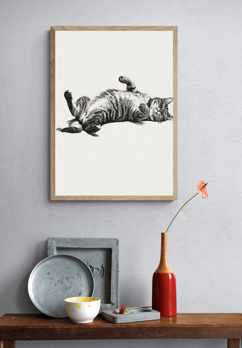 Relaxed Cat Ink Poster. — room view 3