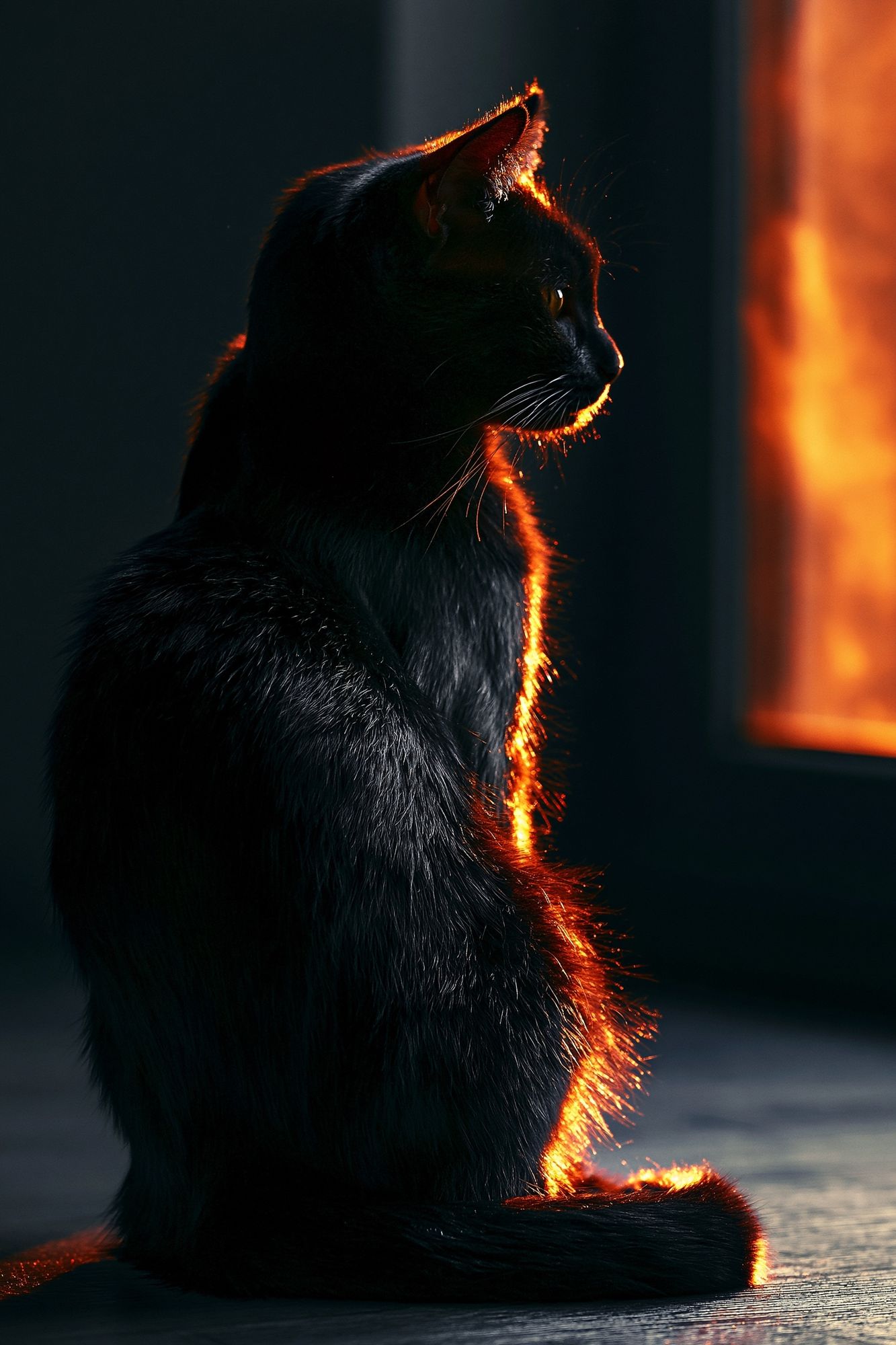 Backlit Black Cat Photography Poster. poster — animals art