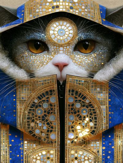 Regal Cat Portrait Illustration Poster. poster print