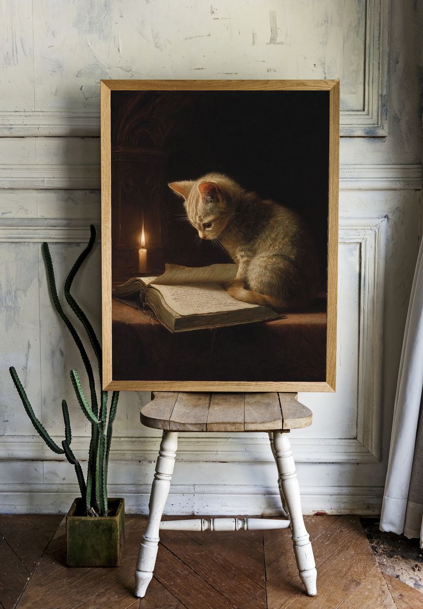 Kitten by Candlelight Fine-Art Poster. — room view 1