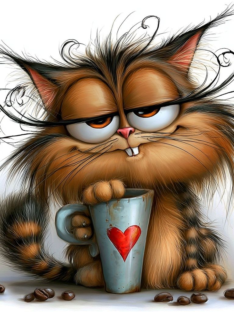 Grumpy Cat Coffee Illustration Poster. poster — animals art
