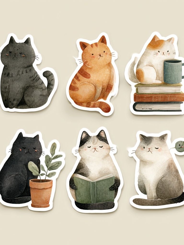 Cozy Cats Illustration Poster. poster — illustration art