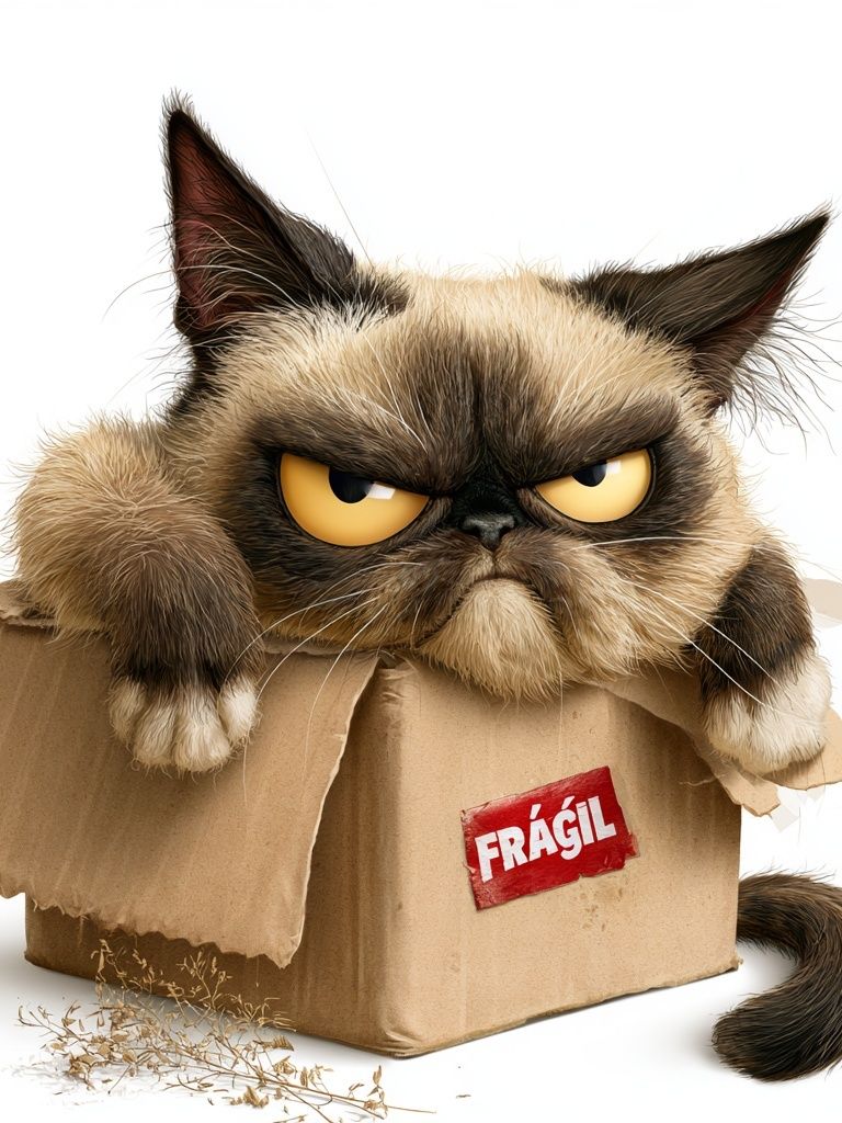 Grumpy Cat in Box Illustration Poster. poster — animals art