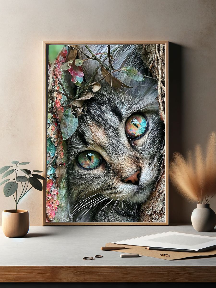 Mystic Cat Portrait Poster. — room view 2