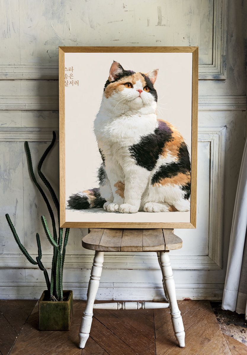Calico Cat Illustration Poster. — room view 1