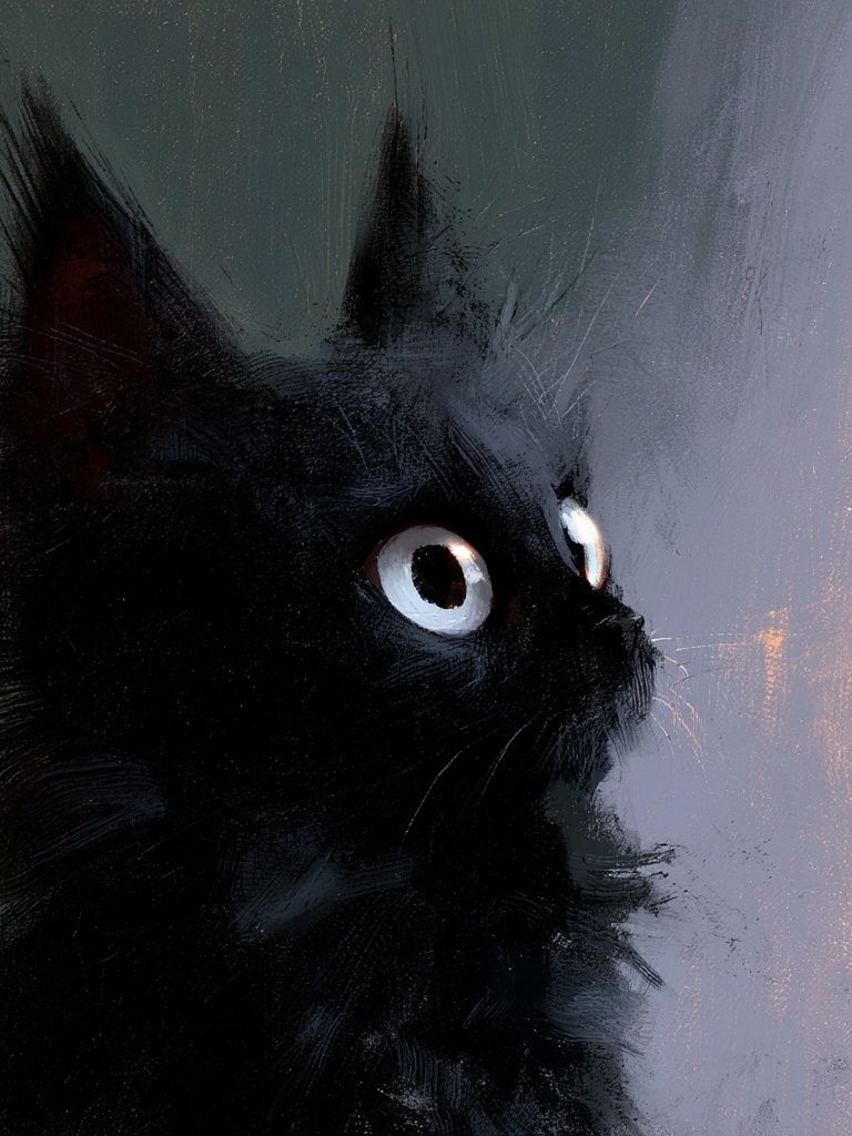 Black Cat Portrait Illustration Poster. poster — animals art