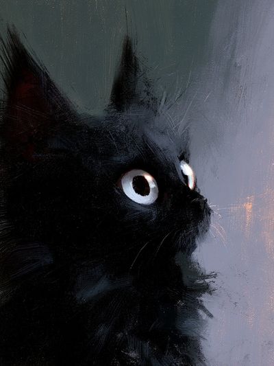 Black Cat Portrait Illustration Poster. poster