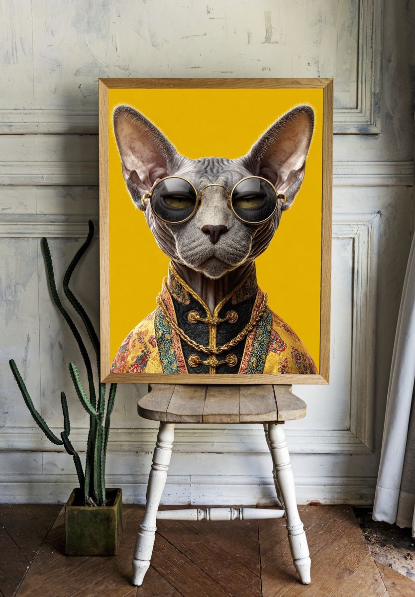 Sphynx Cat in Sunglasses — Funny Print room preview