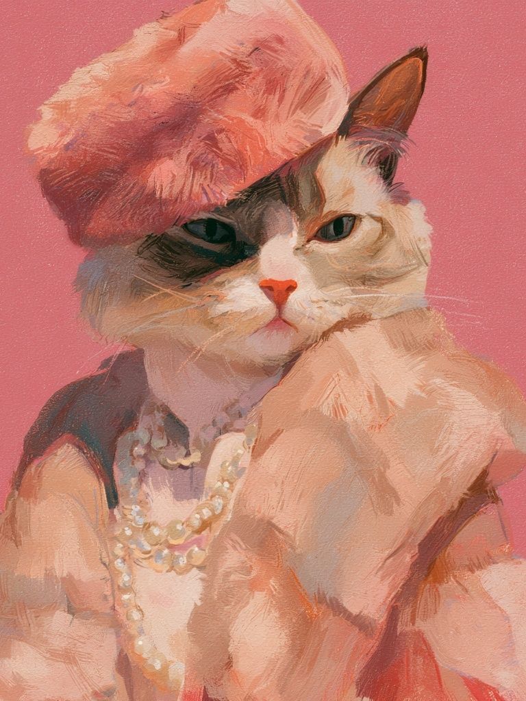 Fashion Cat Portrait Print. poster — illustration art