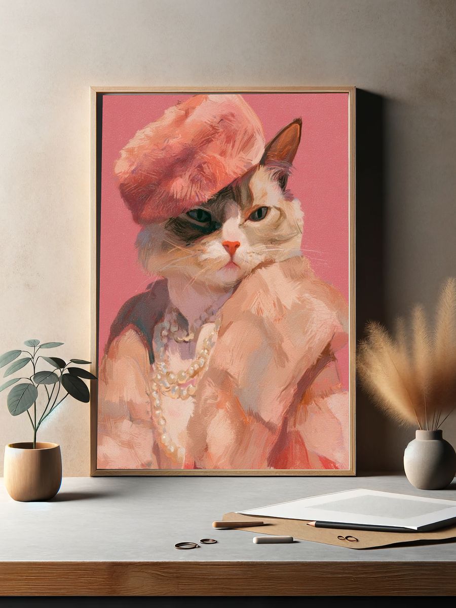 Fashion Cat Portrait Print. — room view 2