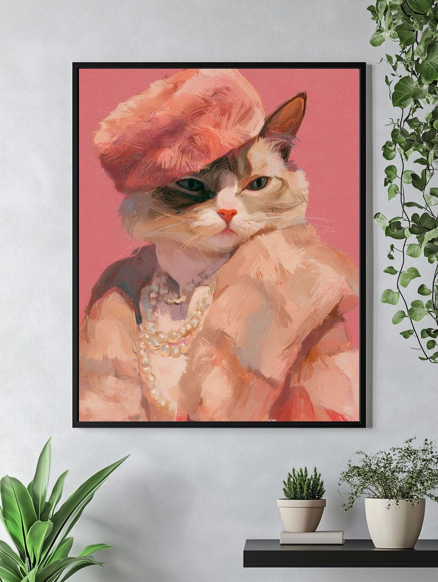 Fashion Cat Portrait Print. — room view 4