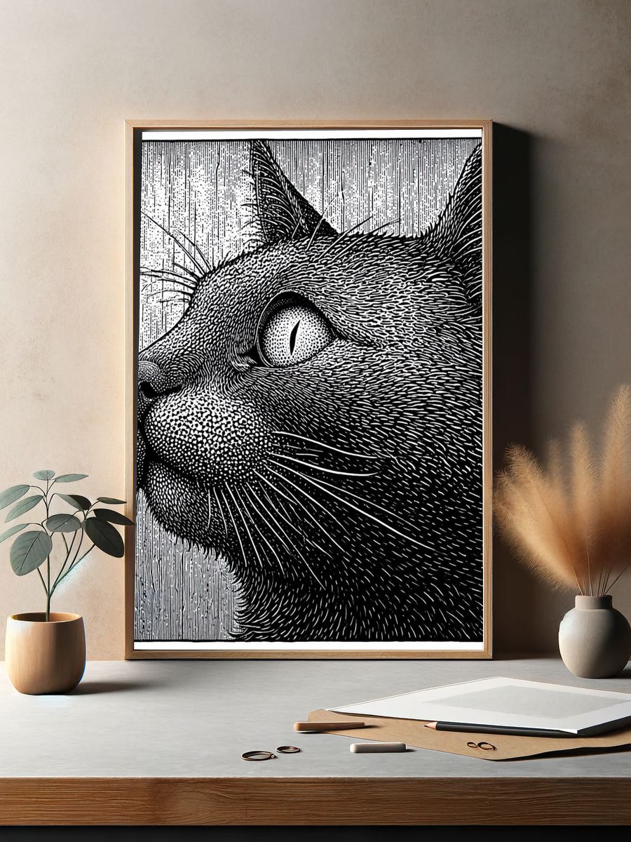 Black Cat Portrait Print. — room view 2