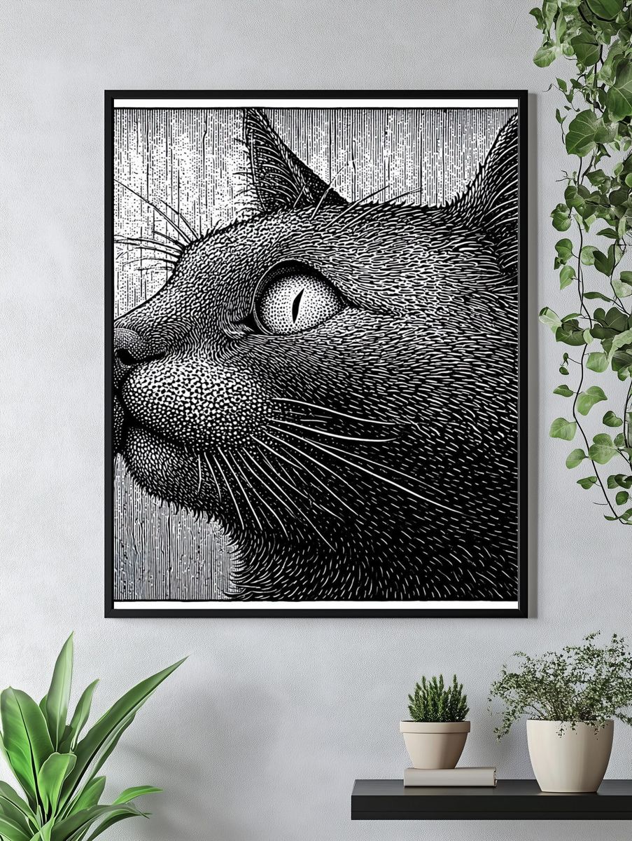Black Cat Portrait Print. — room view 4