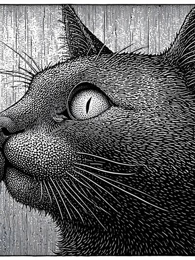 Black Cat Portrait Print. poster
