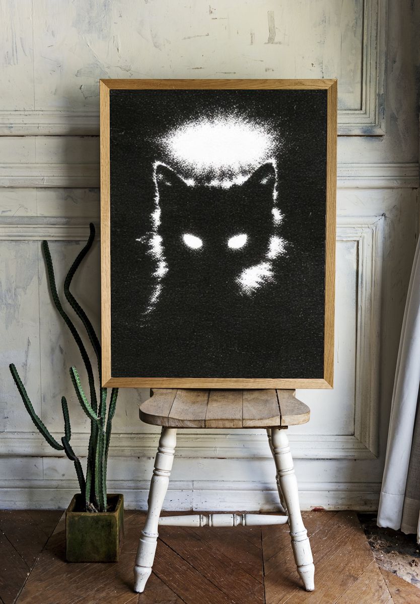 Glowing Cat Silhouette Poster. — room view 1