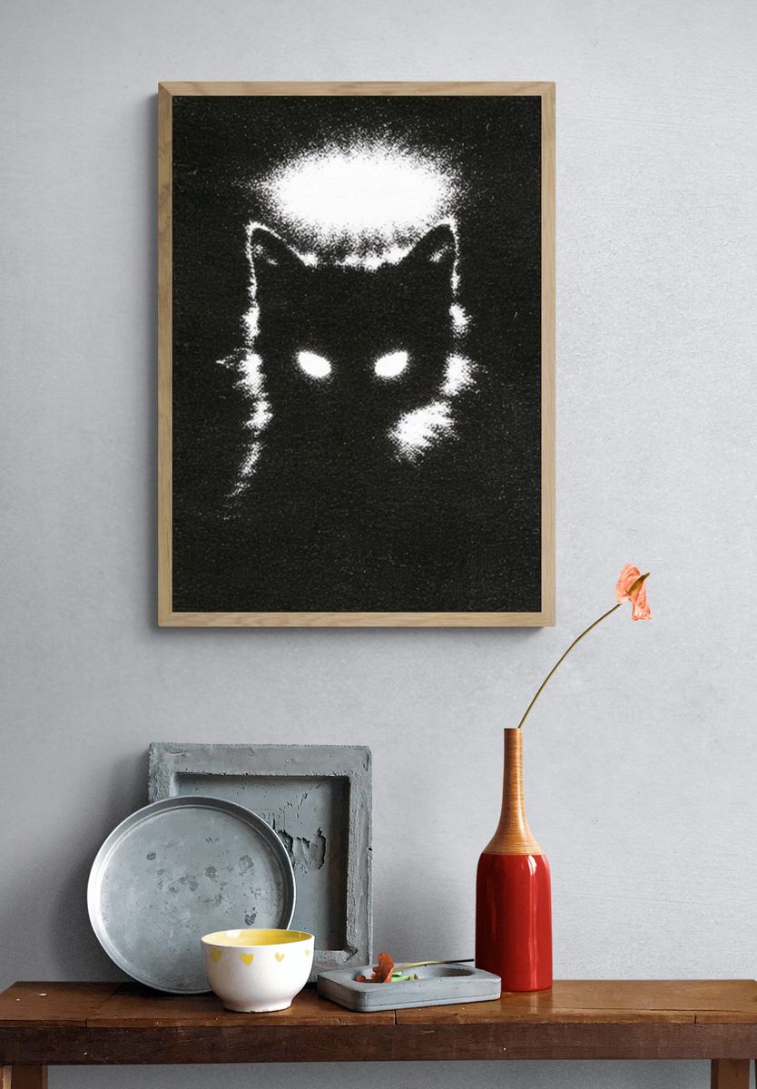 Glowing Cat Silhouette Poster. — room view 3