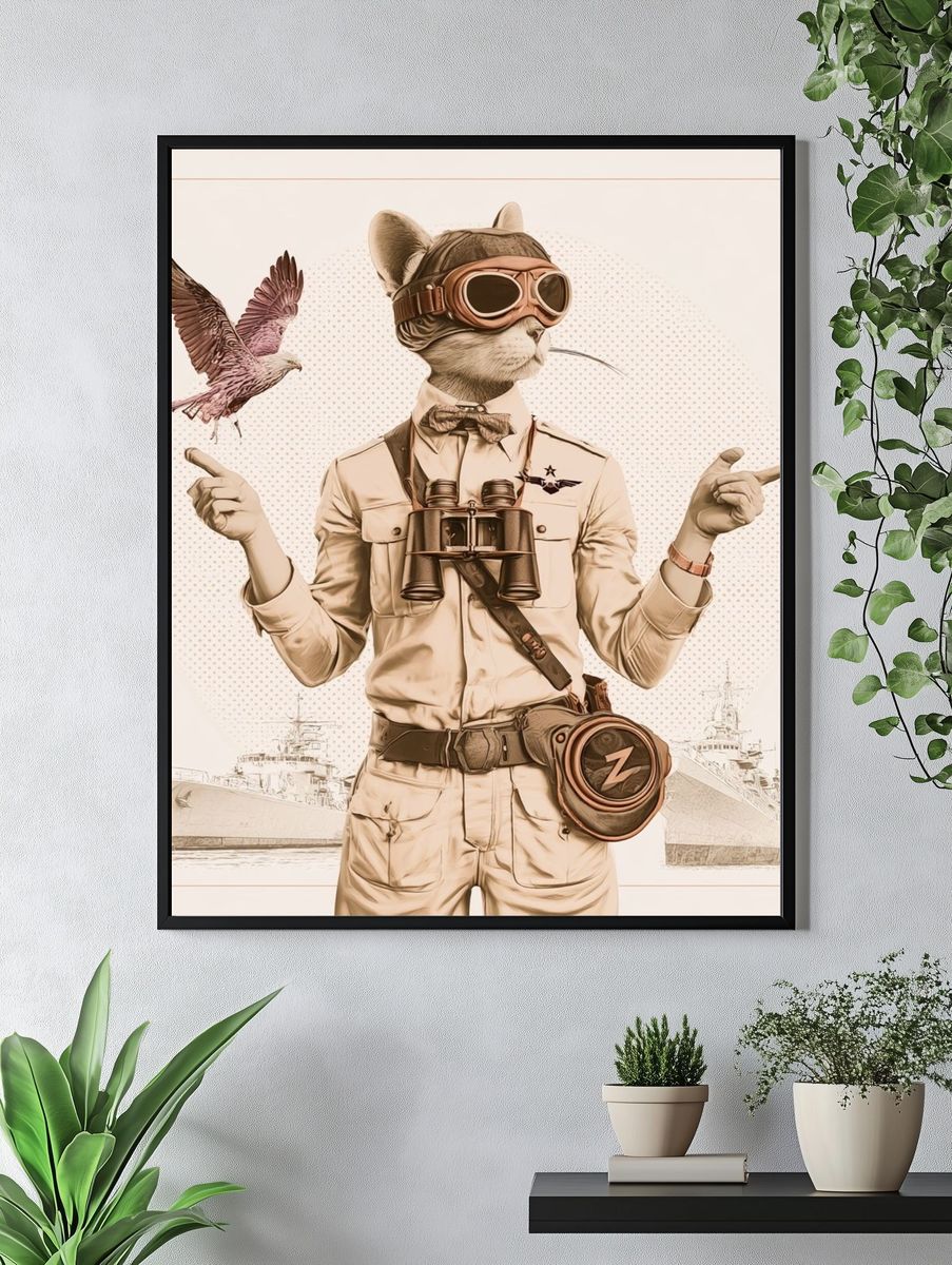 Steampunk Cat Aviator Print. — room view 4
