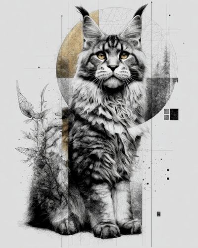 Maine Coon Cat — Illustration Print. poster print