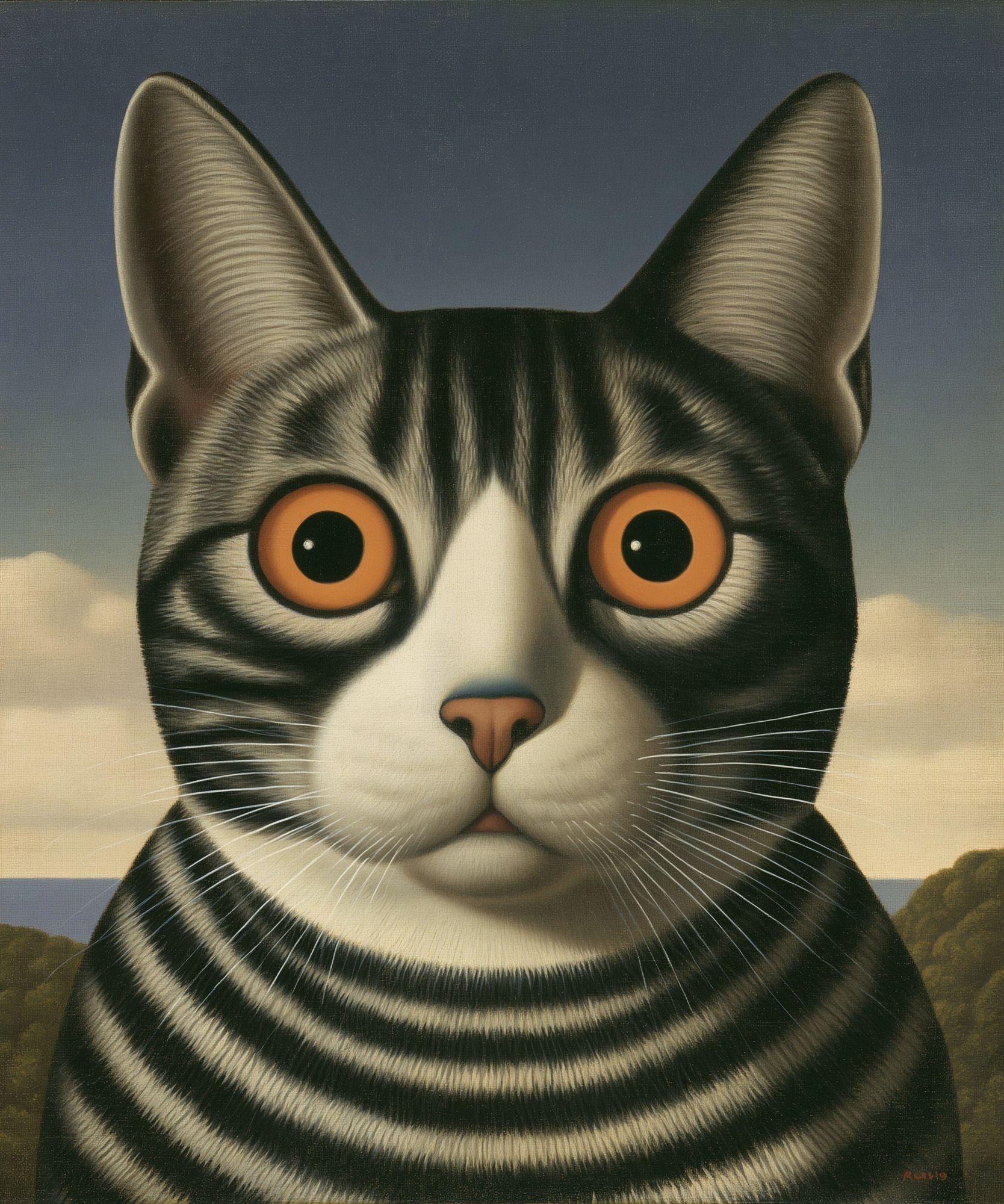 Wide-Eyed Cat Illustration Poster. poster — animals art