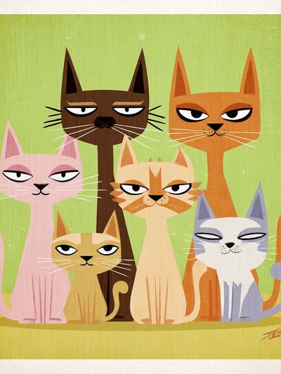 Stylized Cats Illustration Poster. poster