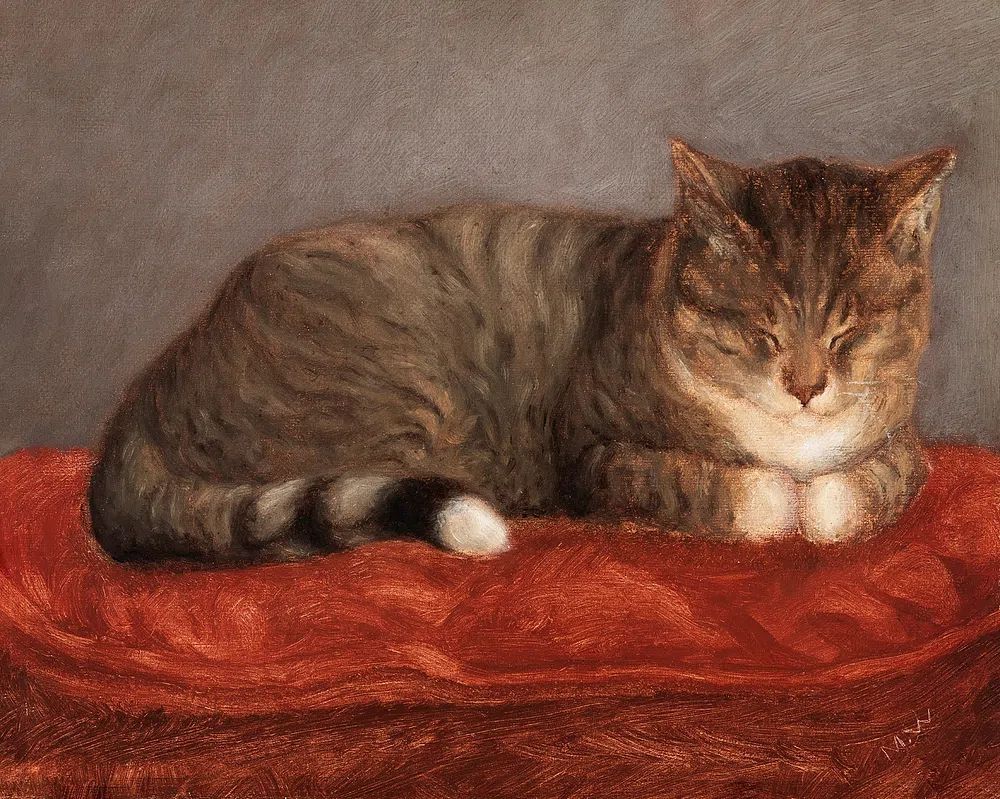 Lying cat, Mosse, (1872-1873), vintage. poster detail