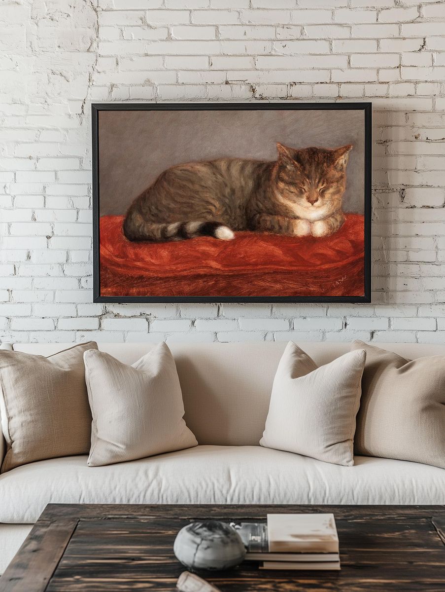 Lying cat, Mosse, (1872-1873), vintage. — room view 1
