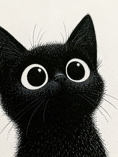 Black Cat Portrait Illustration Poster. poster