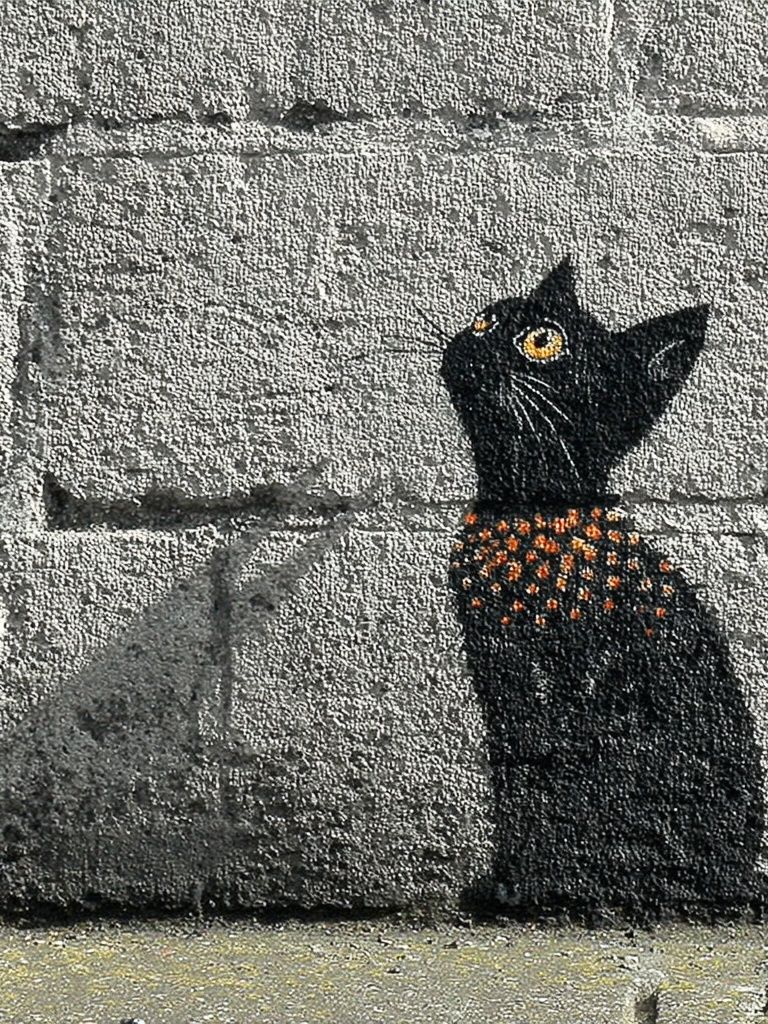 Black Cat with Orange Spots — Street Art Print. poster — animals art