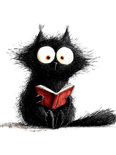 Reading Cat Illustration Poster. poster print