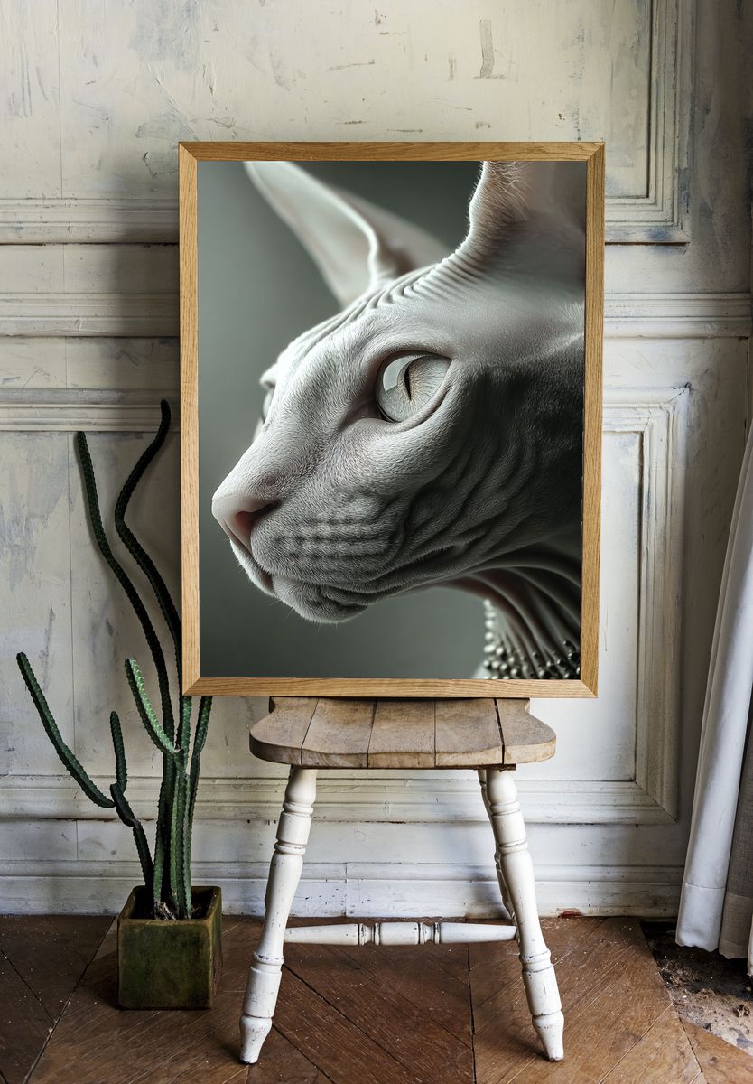 Sphynx Cat Portrait Poster. — room view 1
