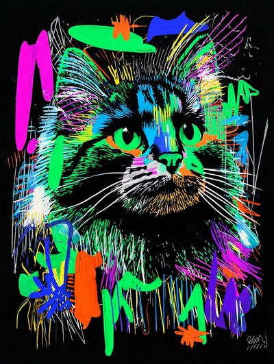 Colorful Cat Portrait Poster. poster
