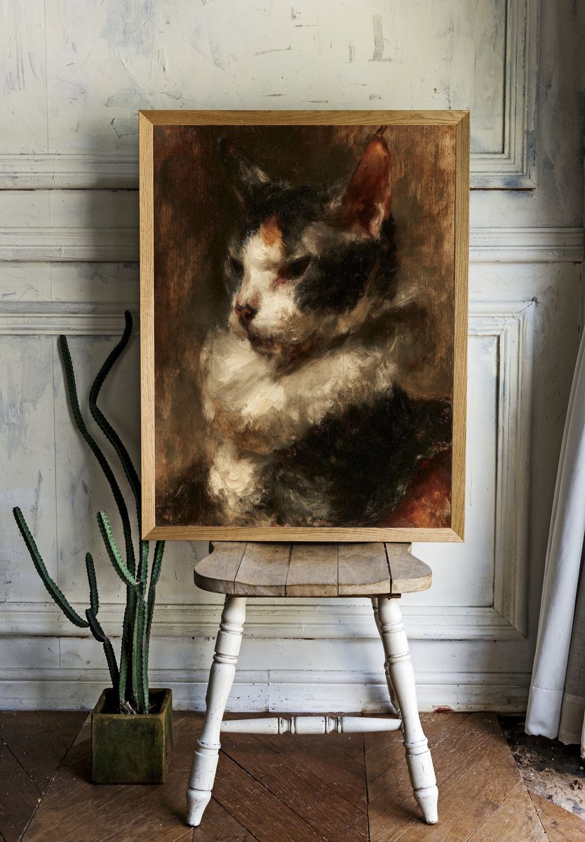 Calico Cat Portrait Print. — room view 1