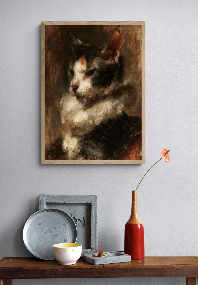 Calico Cat Portrait Print. — room view 3