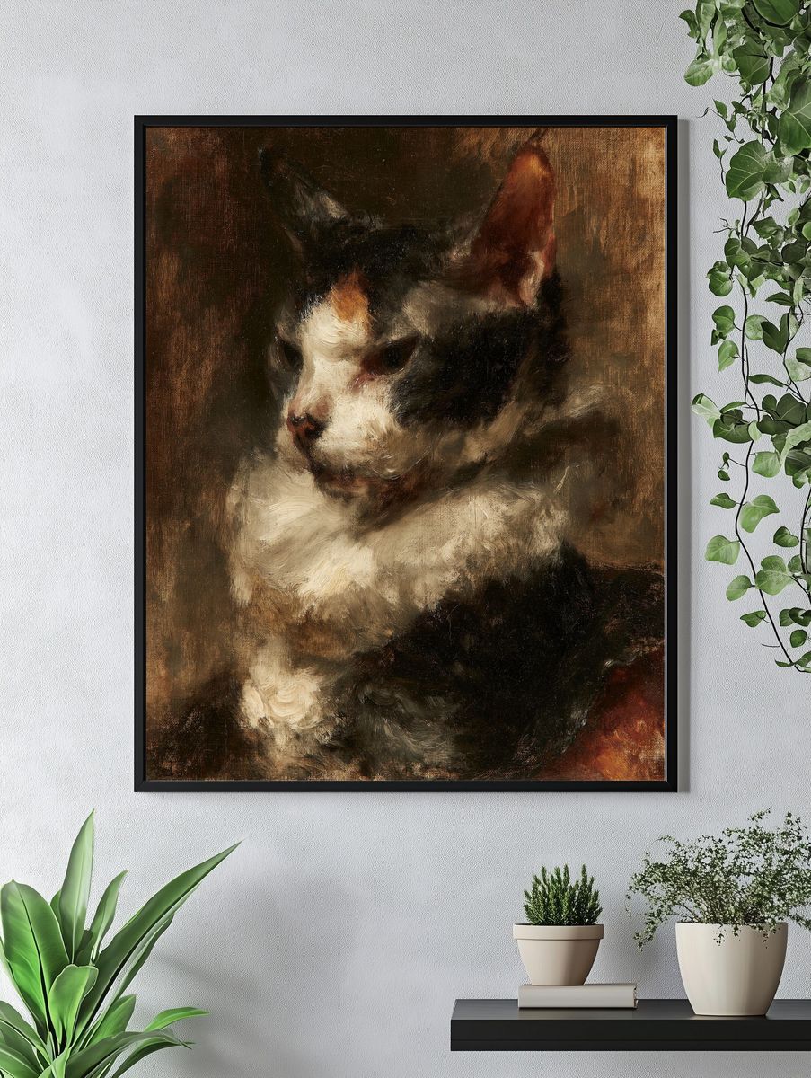 Calico Cat Portrait Print. — room view 4