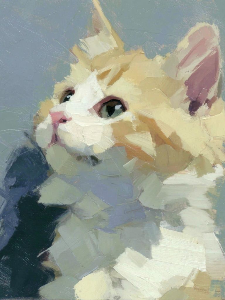 Cream Cat Portrait Painting Poster. poster detail