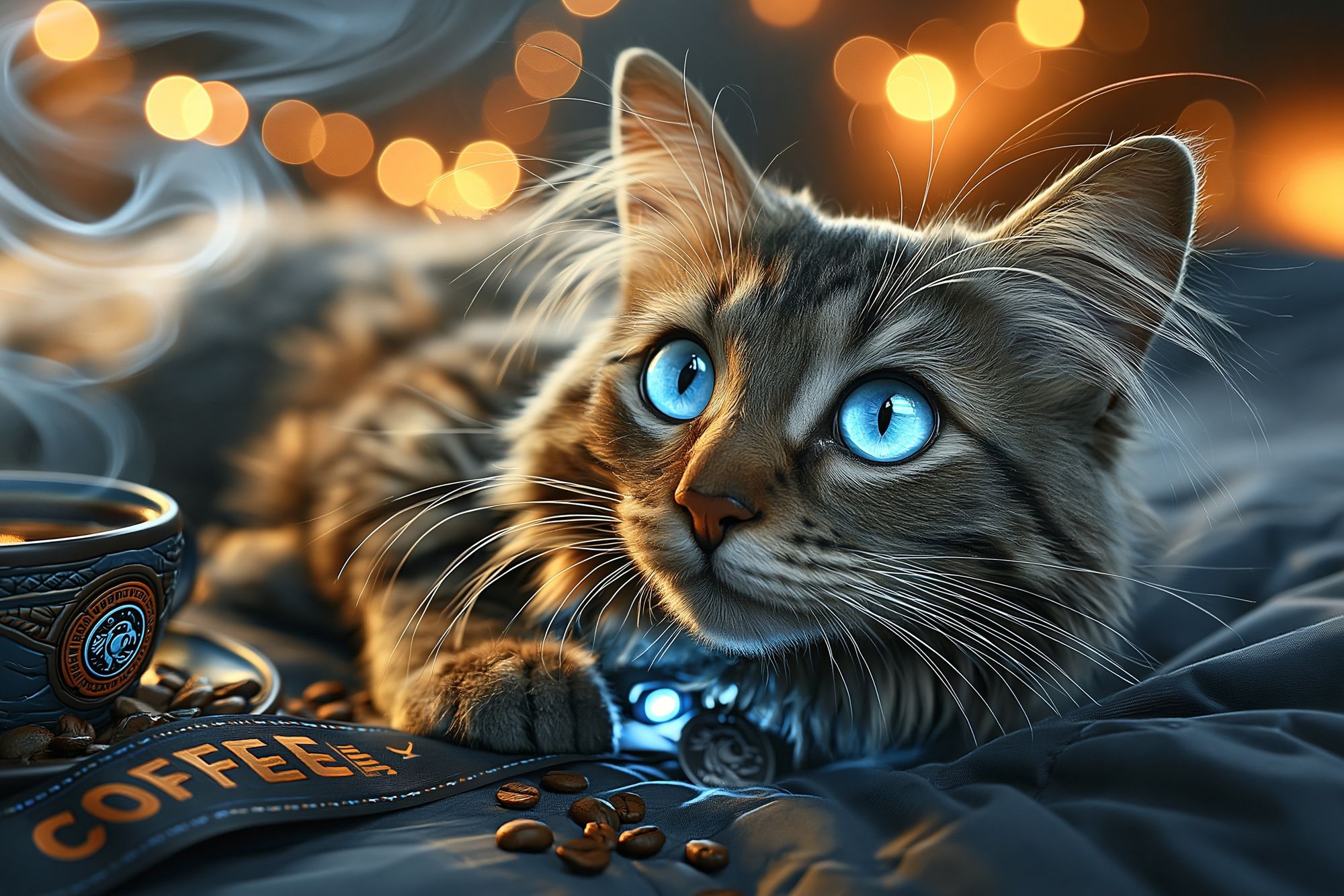 Blue-Eyed Cat Coffee Poster. poster — animals art