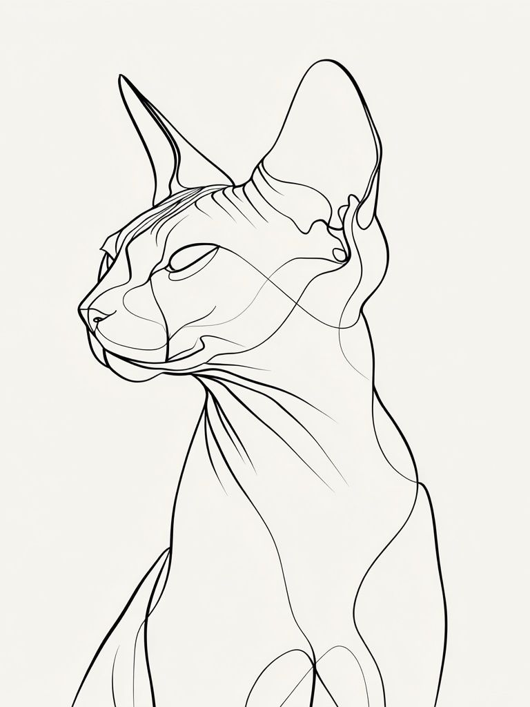 Sphynx Cat — Line Art Print. poster detail
