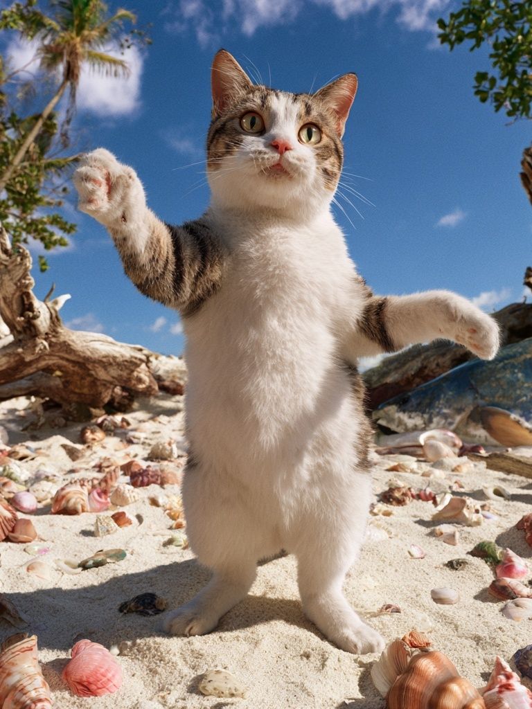 Playful Beach Cat Photography Poster. poster — animals art