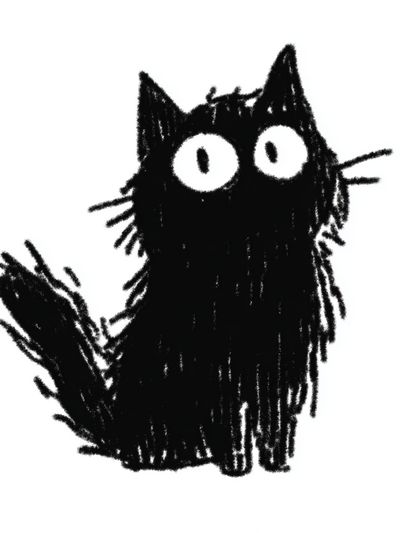 Cute Black Cat — Illustration Print. poster