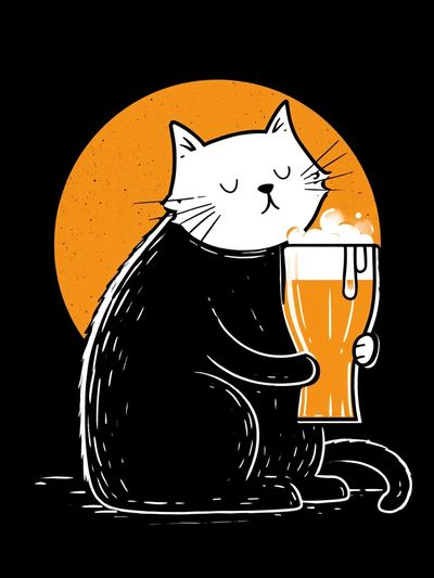 Cat Beer Illustration Poster. poster print