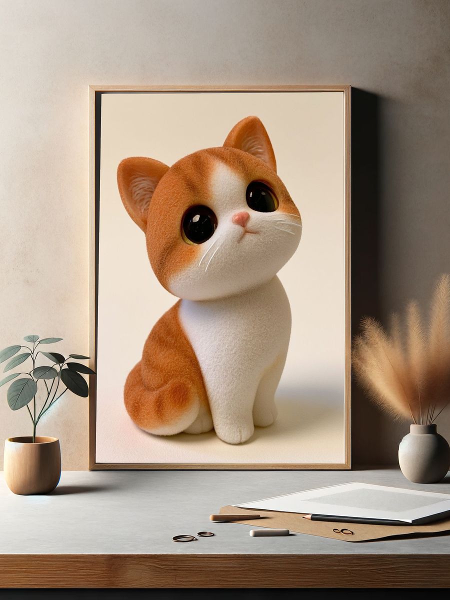 Cute Orange Cat Illustration Poster. — room view 2
